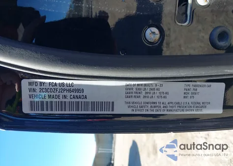 2023 Dodge Challenger R/T Scat Pack from USA, damaged, VIN 2C3CDZFJ2PH649959